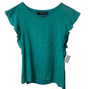 Hallhuber flutter sleeve t-shirt womens size small teal green top  normcore Twee